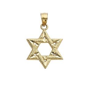 14K Yellow Gold Star of David Charm